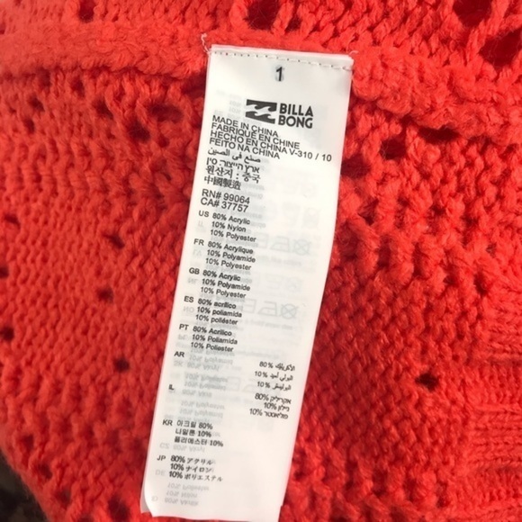 BILLABONG BLISSED OUT ORANGE CARDIGAN NWT - Picture 11 of 15